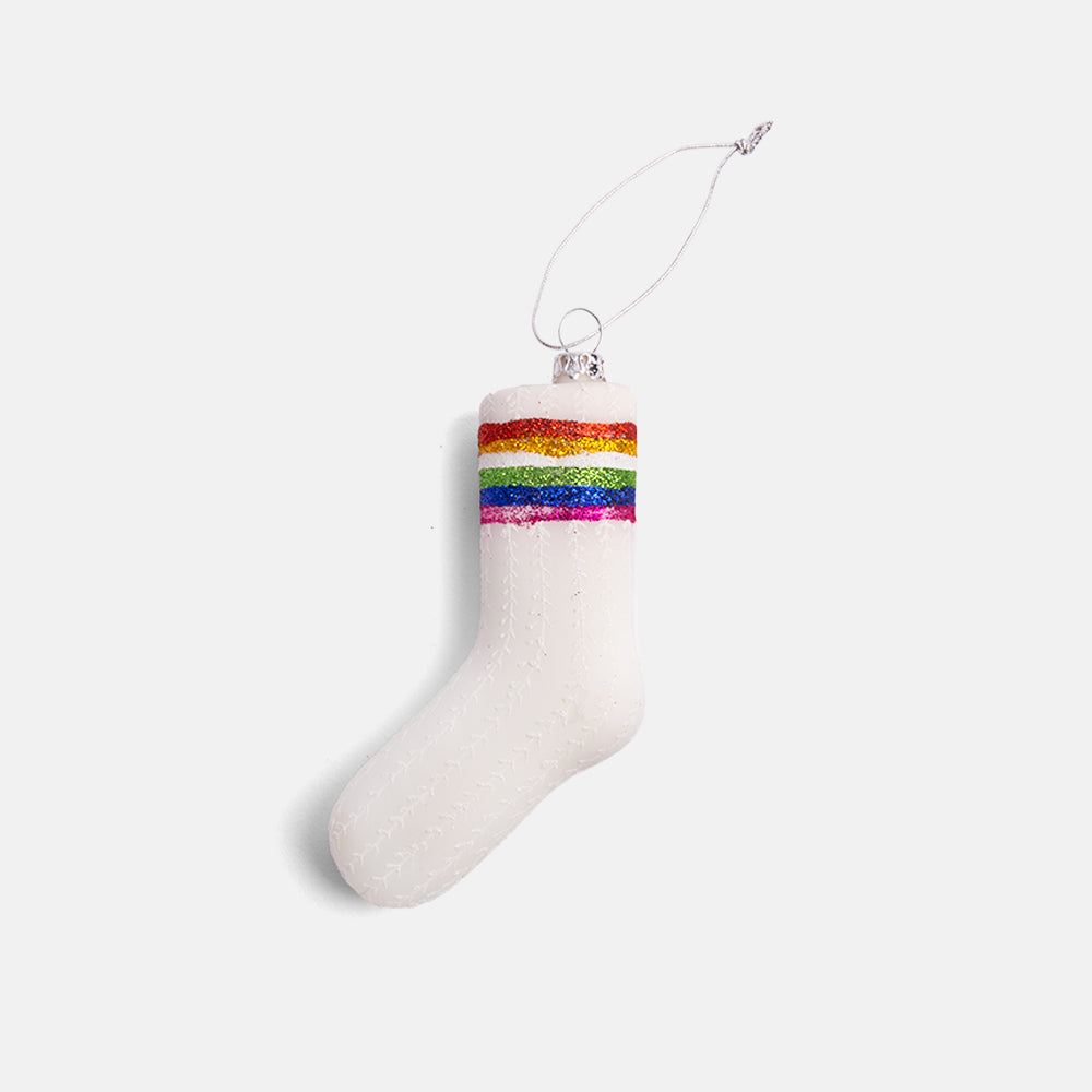 rainbow stripe tube sock hanging christmas tree bauble decoration