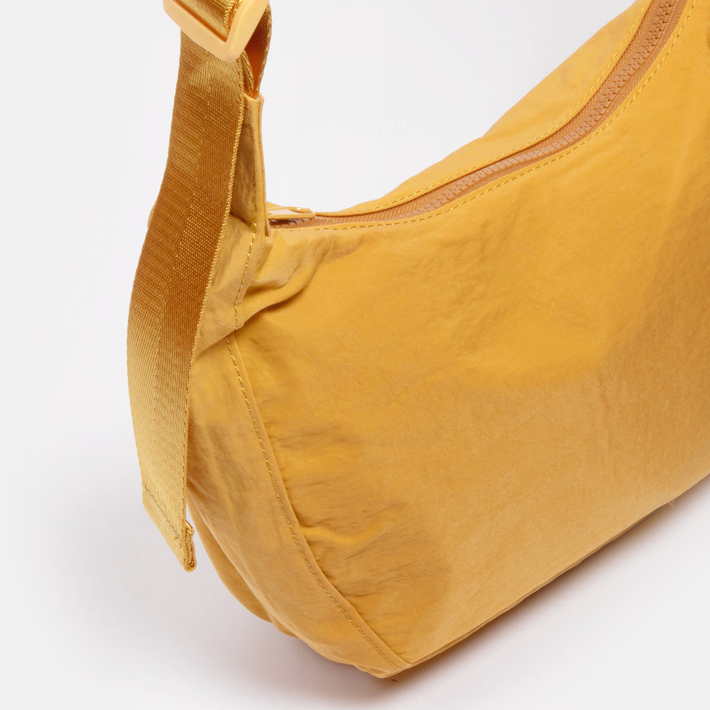 Mustard Yellow Half Moon Nylon Crossbody Bag