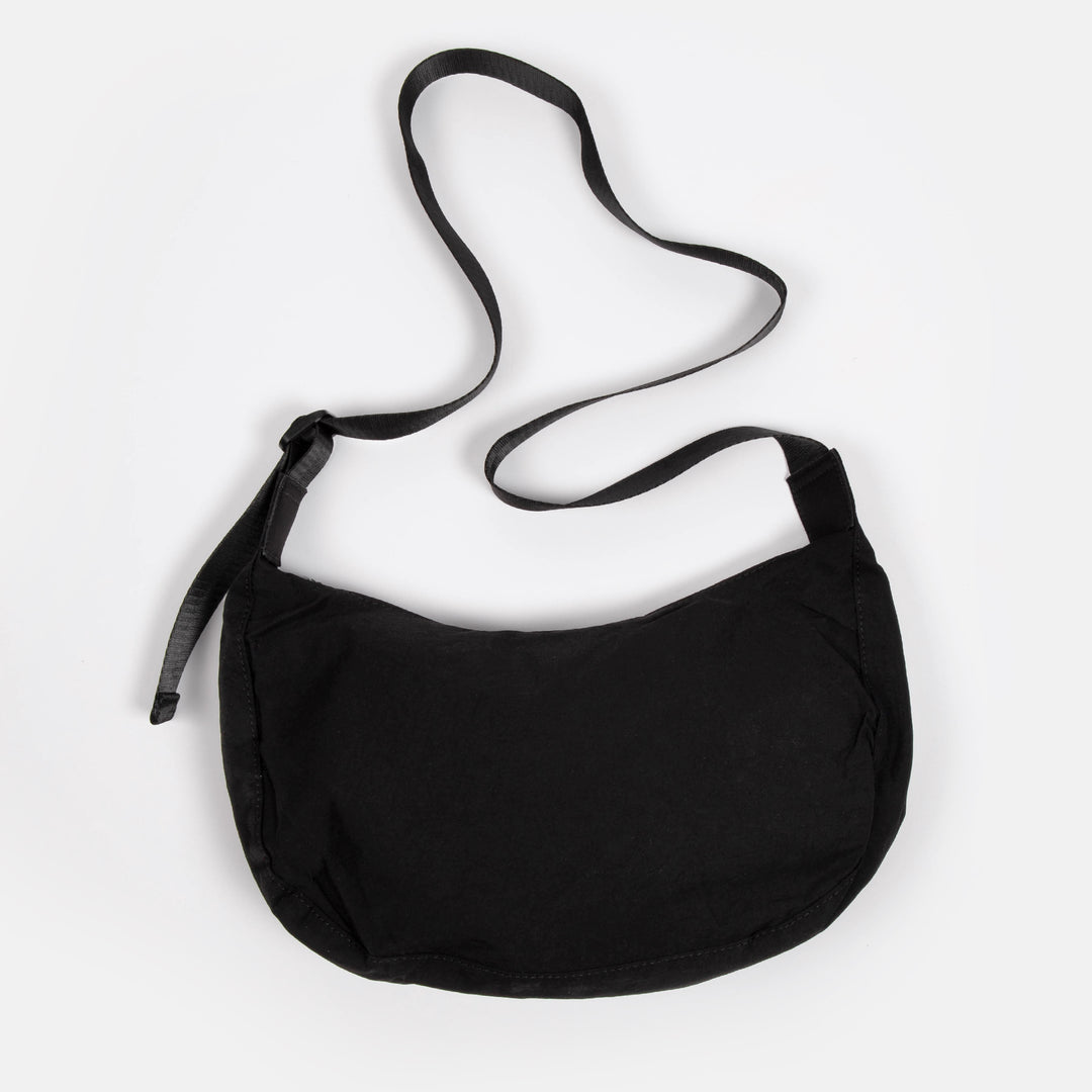Black Half Moon Nylon Crossbody Bag