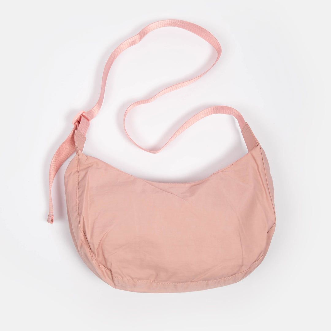 Light Pink Half Moon Nylon Crossbody Bag