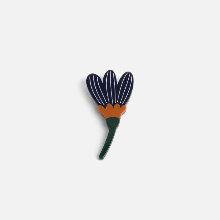 navy blue acrylic flower brooch