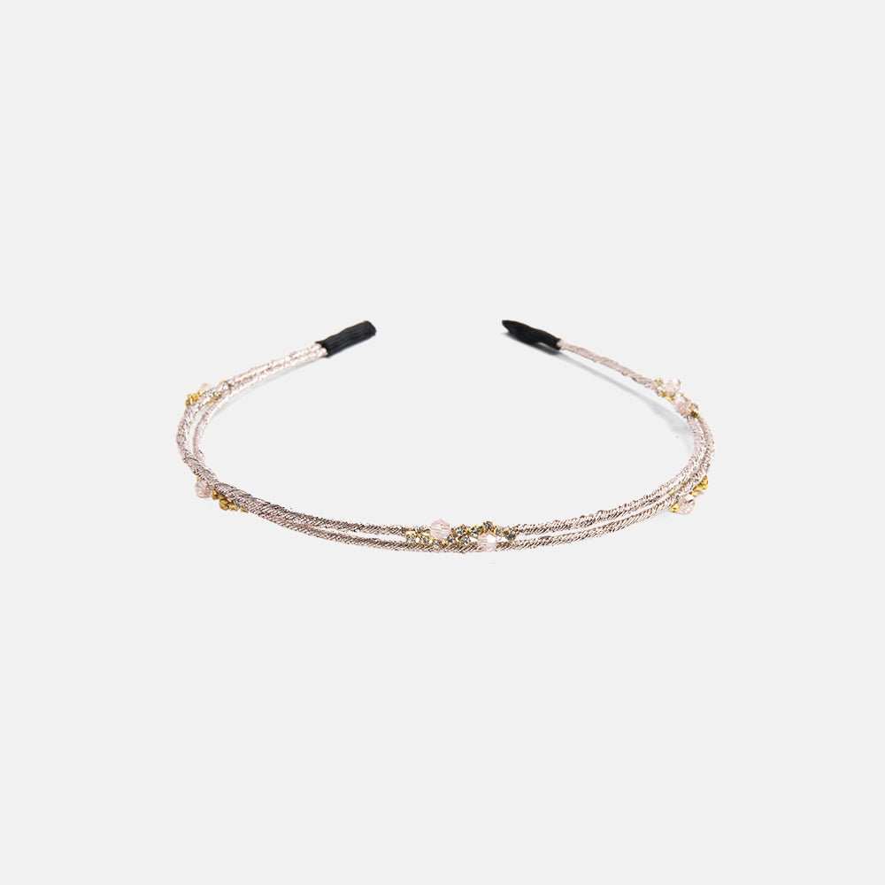 pale pink thin headband with crystals 