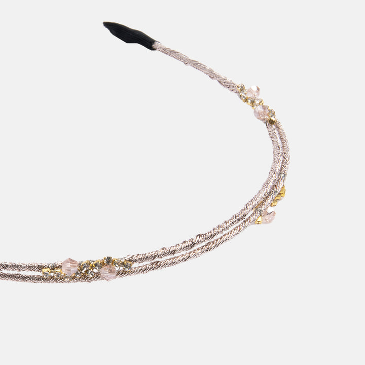 pale pink thin headband with crystals
