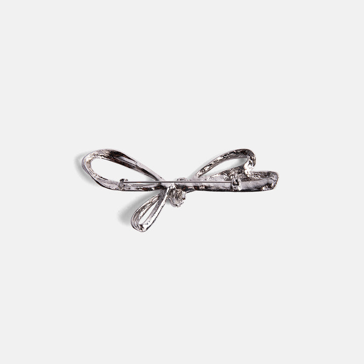 silver crystal bow brooch