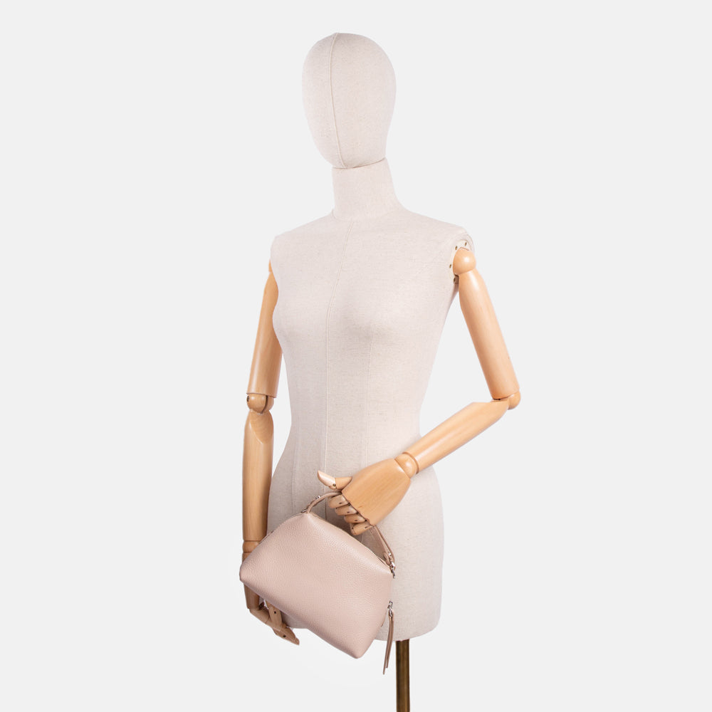 nude pink leather small alifa handbag, made in Italy by Gianni Chiarini