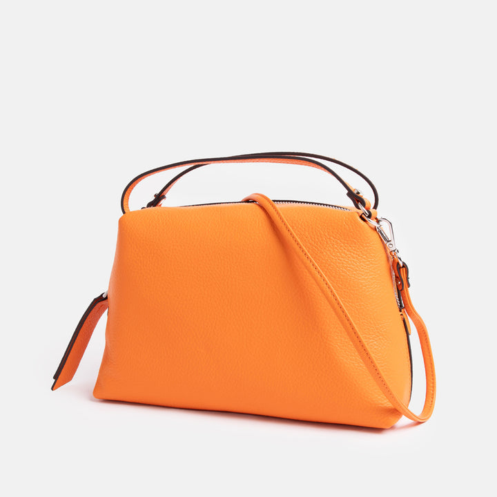 orange leather large alifa handbag, made in Italy by Gianni Chiarini