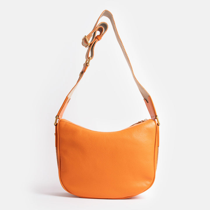 orange leather Armonia shoulder bag, made in Italy by Gianni Chiarini