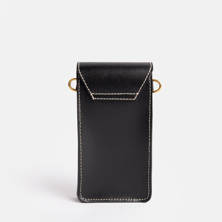 black leather corallo phone bag, made in Italy by Gianni Chiarini