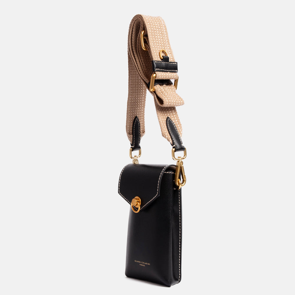 Black Leather Corallo Phone Bag