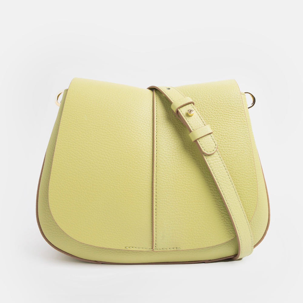 Lime Leather Helena Round Crossbody Bag made in Italy by Gianni Chiarini