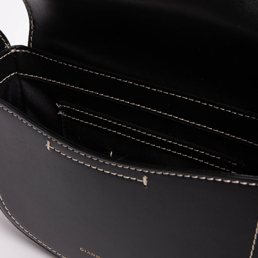 black leather crossbody bag, made in Italy by Gianni Chiarini
