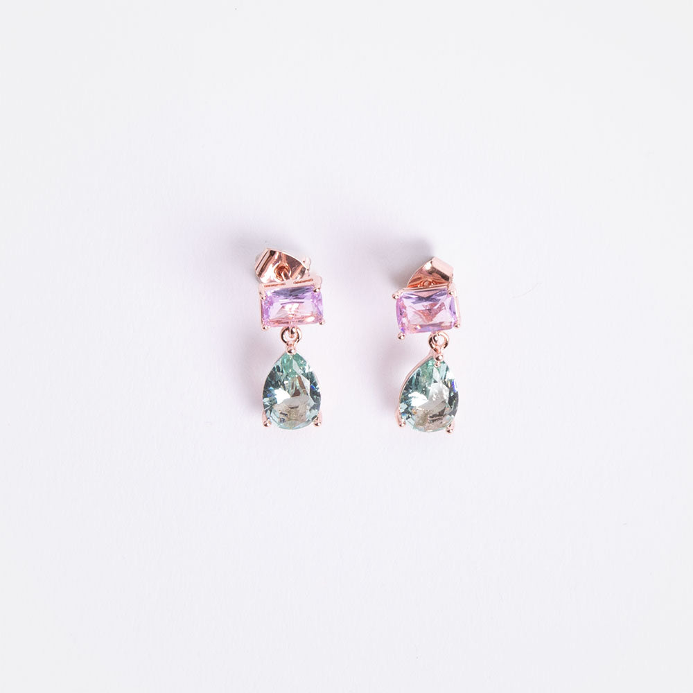 Amethyst & Aquamarine Crystal Drop Earrings