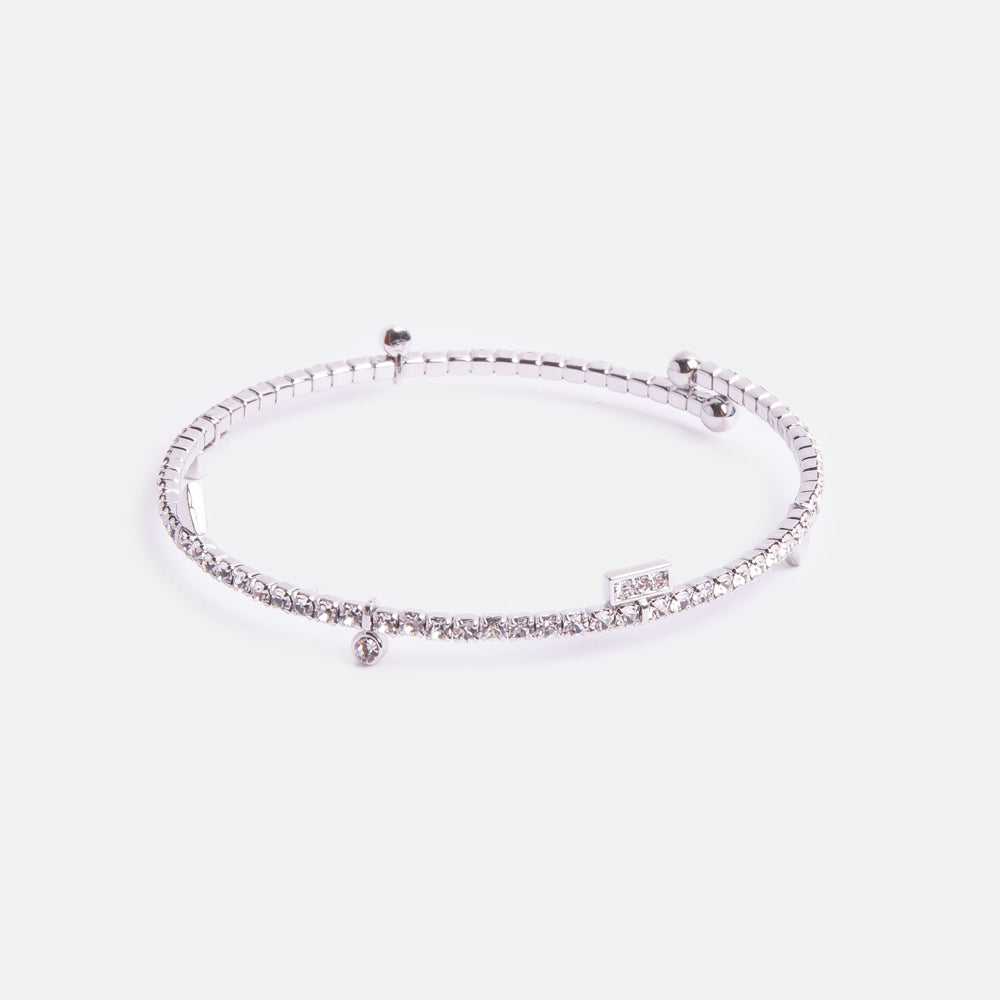 Silver Uni Crystal Slim Bangle