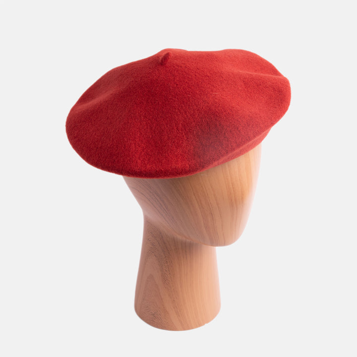 chilli red pure merino wool classic beret