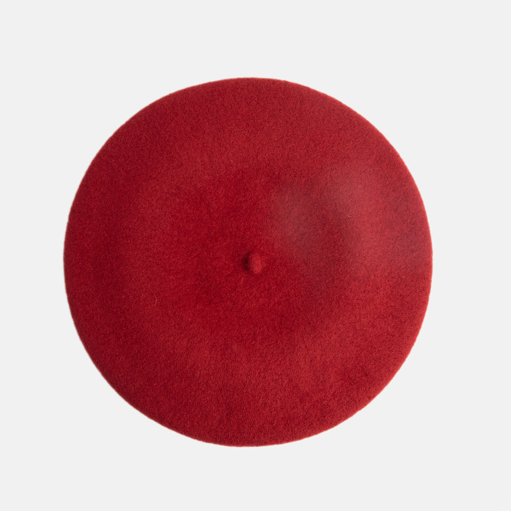 chilli red pure merino wool classic beret