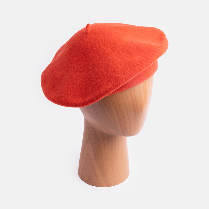 henna orange pure merino wool classic beret