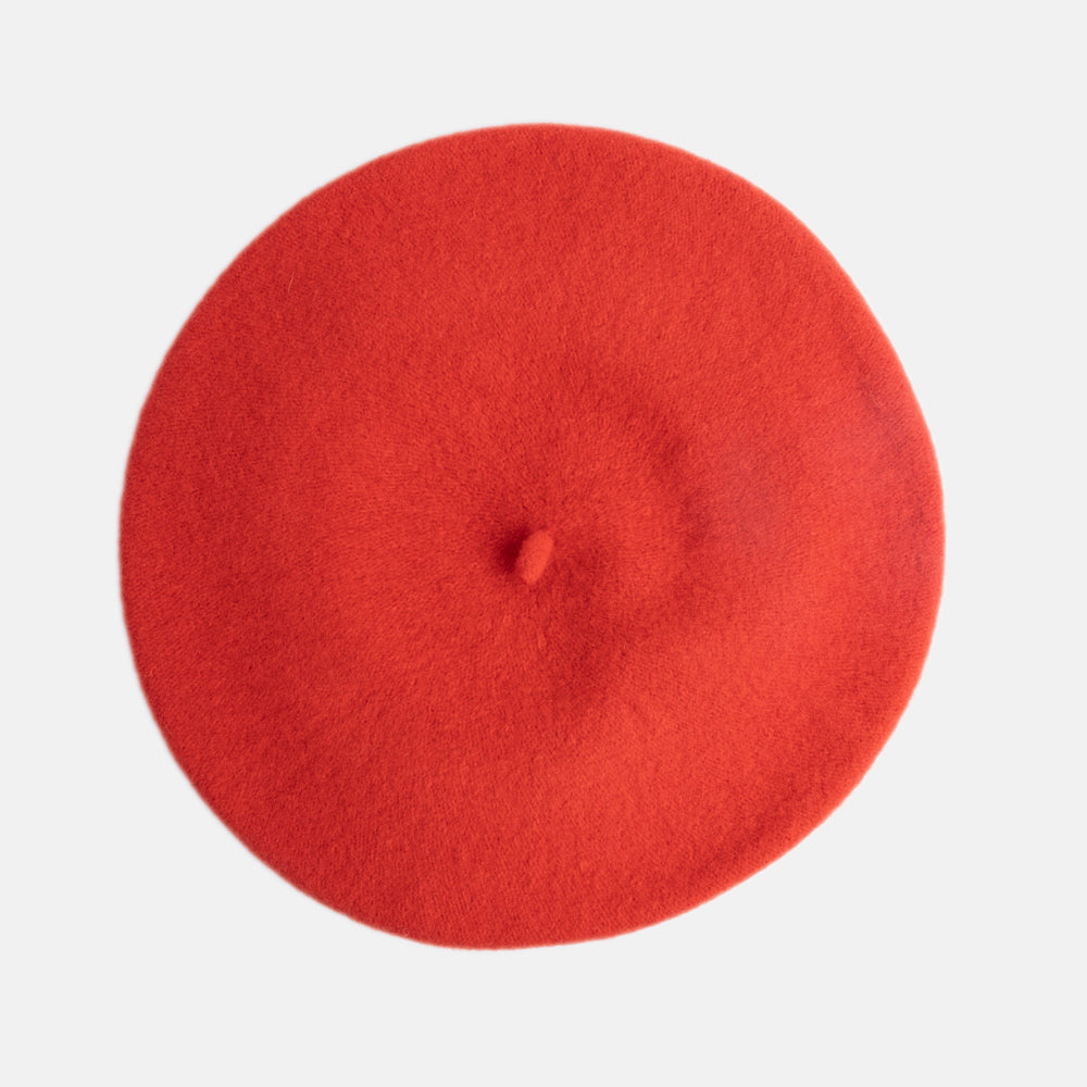 henna orange pure merino wool classic beret