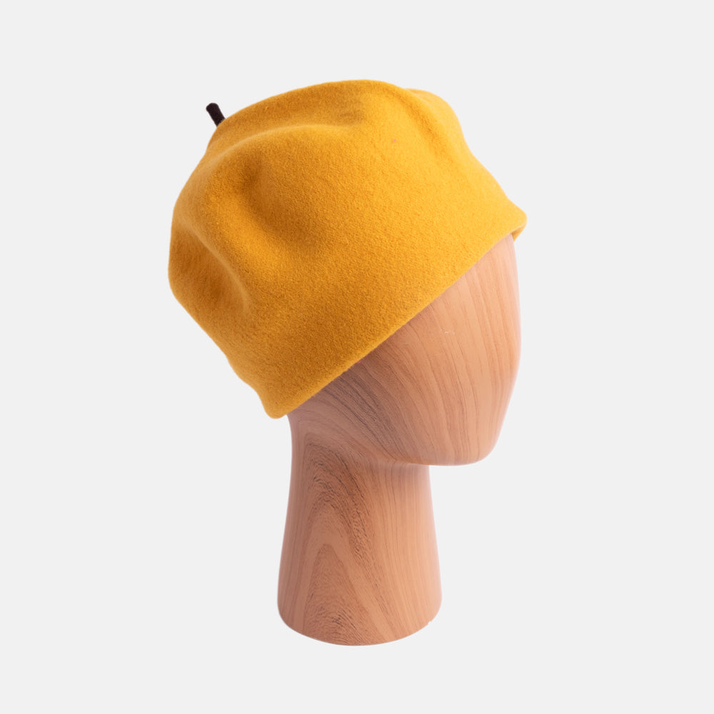 gold merino wool roll up beret