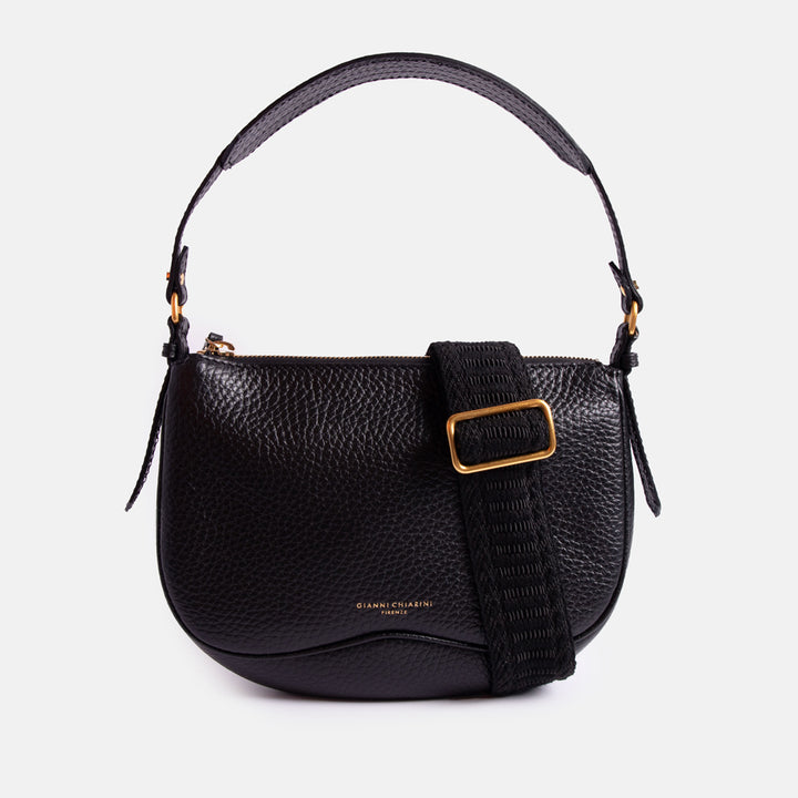 Black Leather Chiara Shoulder Bag made in Italy by Gianni Chiarini