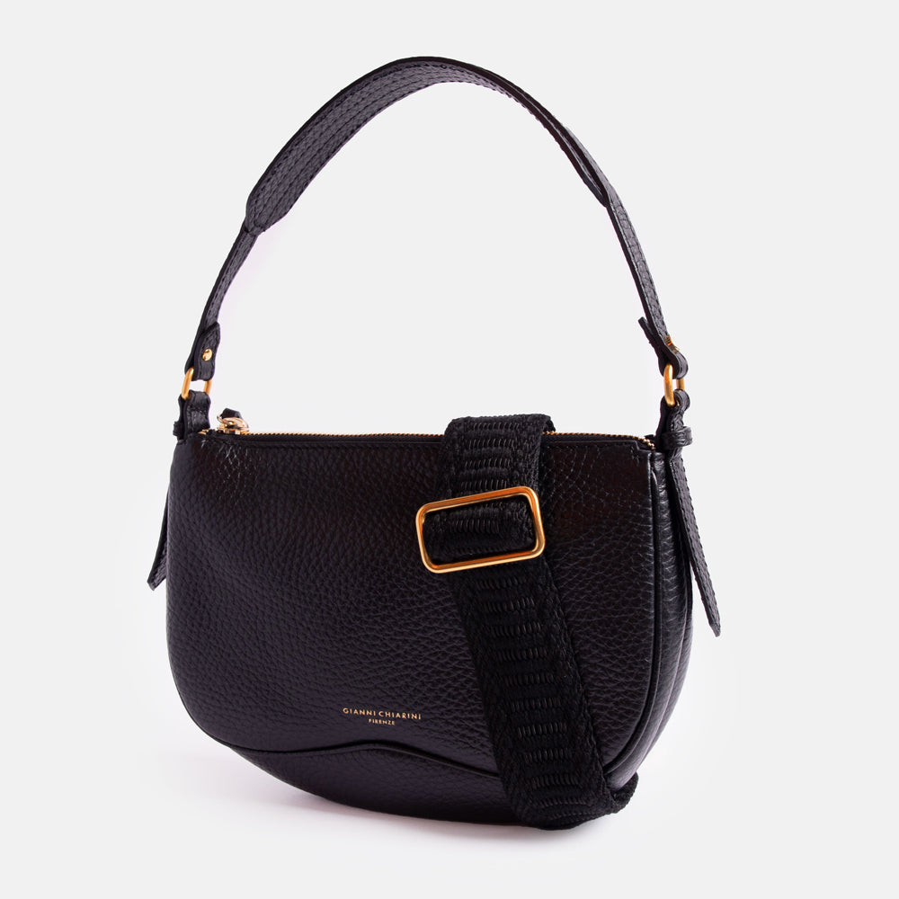 Black Leather Chiara Shoulder Bag made in Italy by Gianni Chiarini