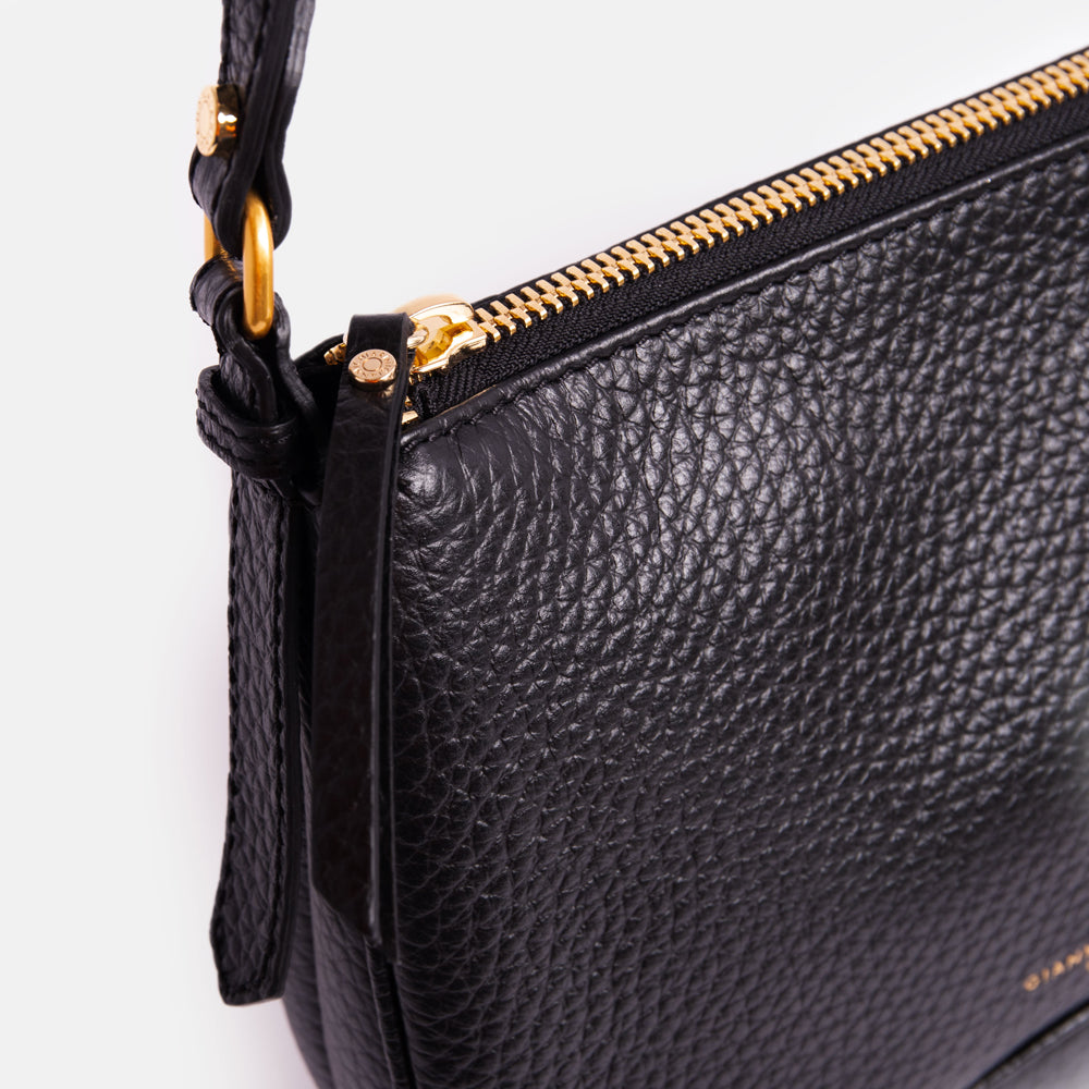 Black Leather Chiara Shoulder Bag made in Italy by Gianni Chiarini