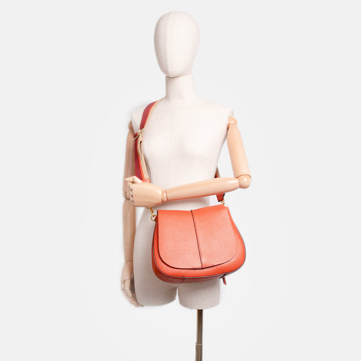 Autumn Orange Leather Helena Saddle Bag