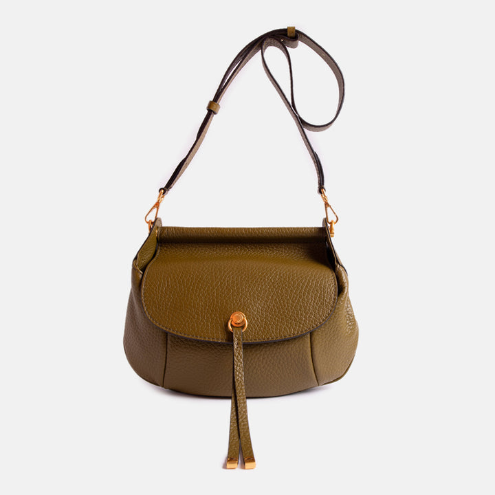 Moss Green Leather Pilar Shoulder Bag made in Italy by Gianni Chiarii