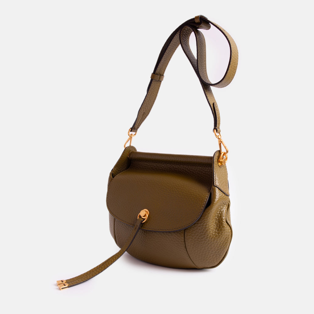 Moss Green Leather Pilar Shoulder Bag made in Italy by Gianni Chiarii