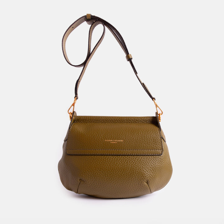 Moss Green Leather Pilar Shoulder Bag made in Italy by Gianni Chiarii