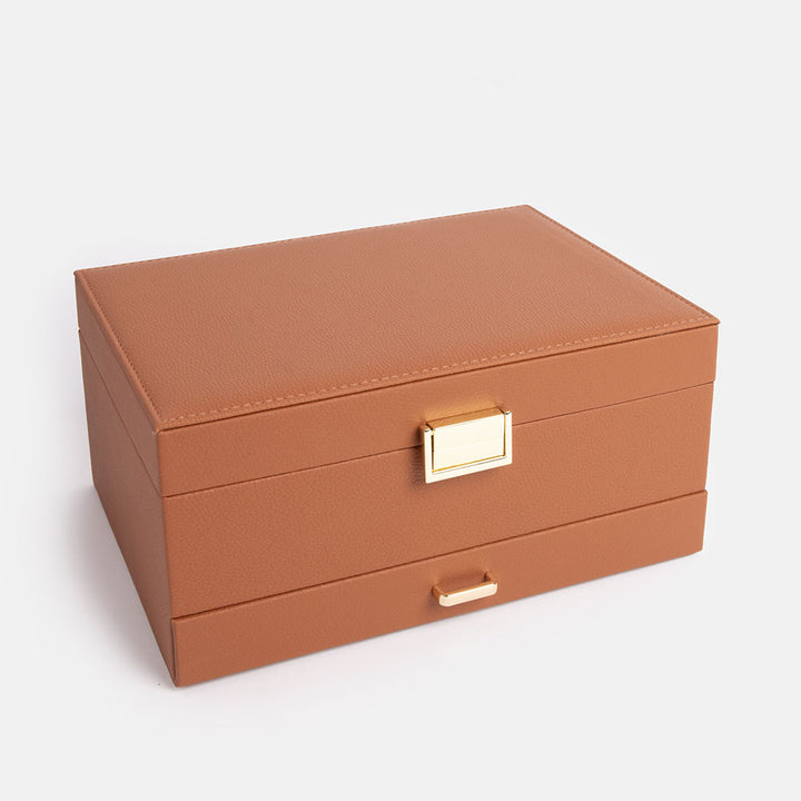 brown vegan leather jewellery box