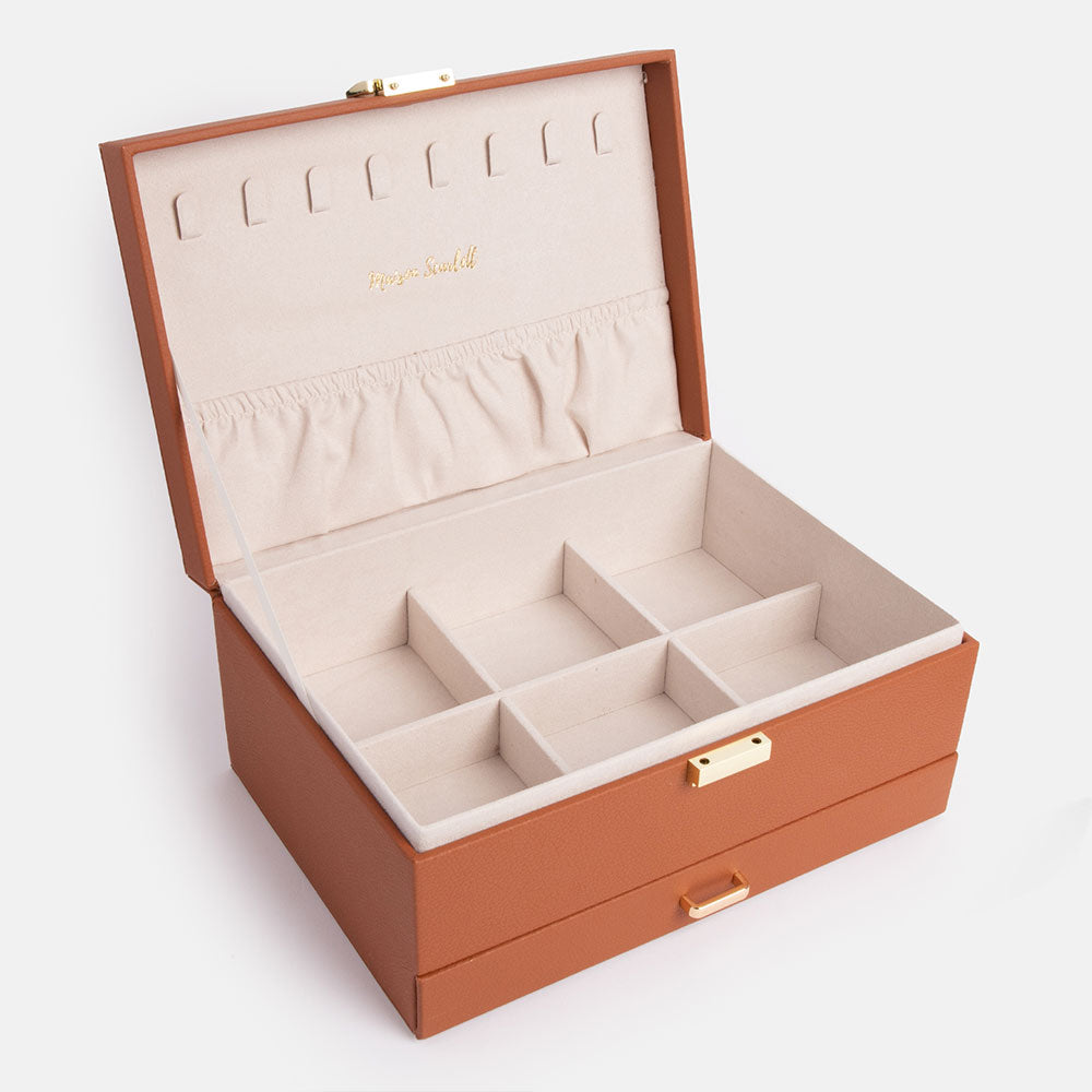 brown vegan leather jewellery box