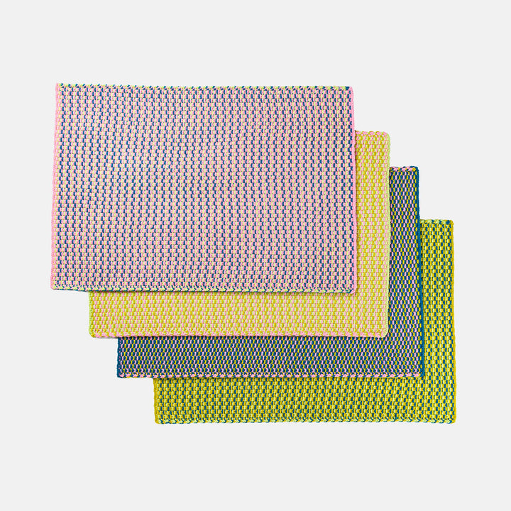 set of 4 colourful woven jacquard placemats