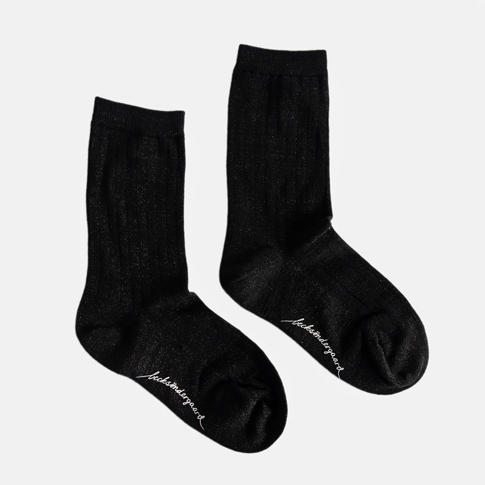 black sparkle ankle socks by beck sondergaard