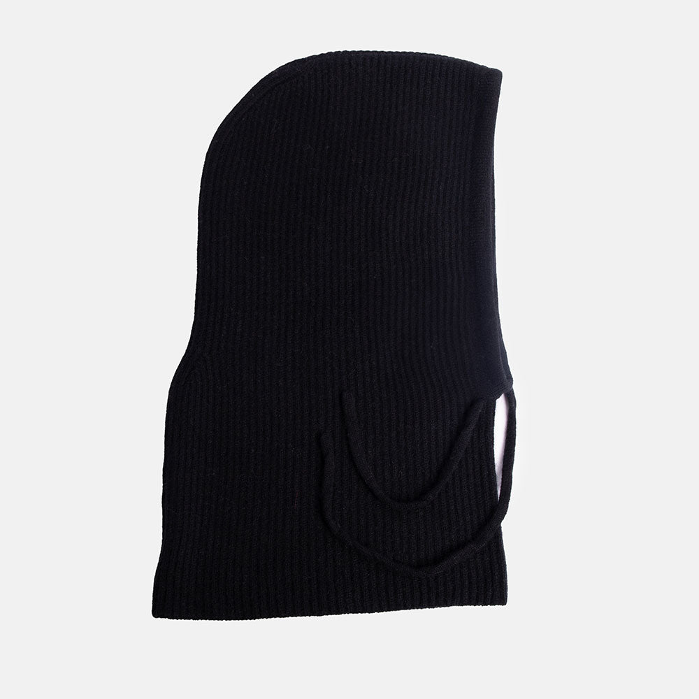 black pure cashmere balaclava hood