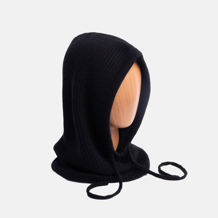 black pure cashmere balaclava hood