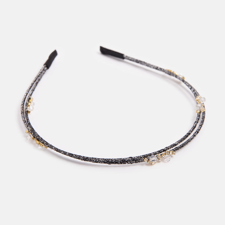 dark silver double headband encrusted with crystals