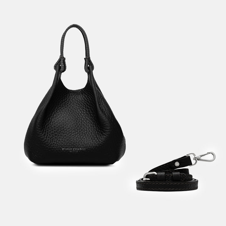 Black Leather Dua Tote Bag, made in Italy by Gianni Chiarini