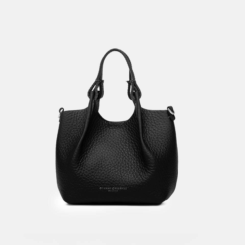 Black Leather Dua Tote Bag, made in Italy by Gianni Chiarini