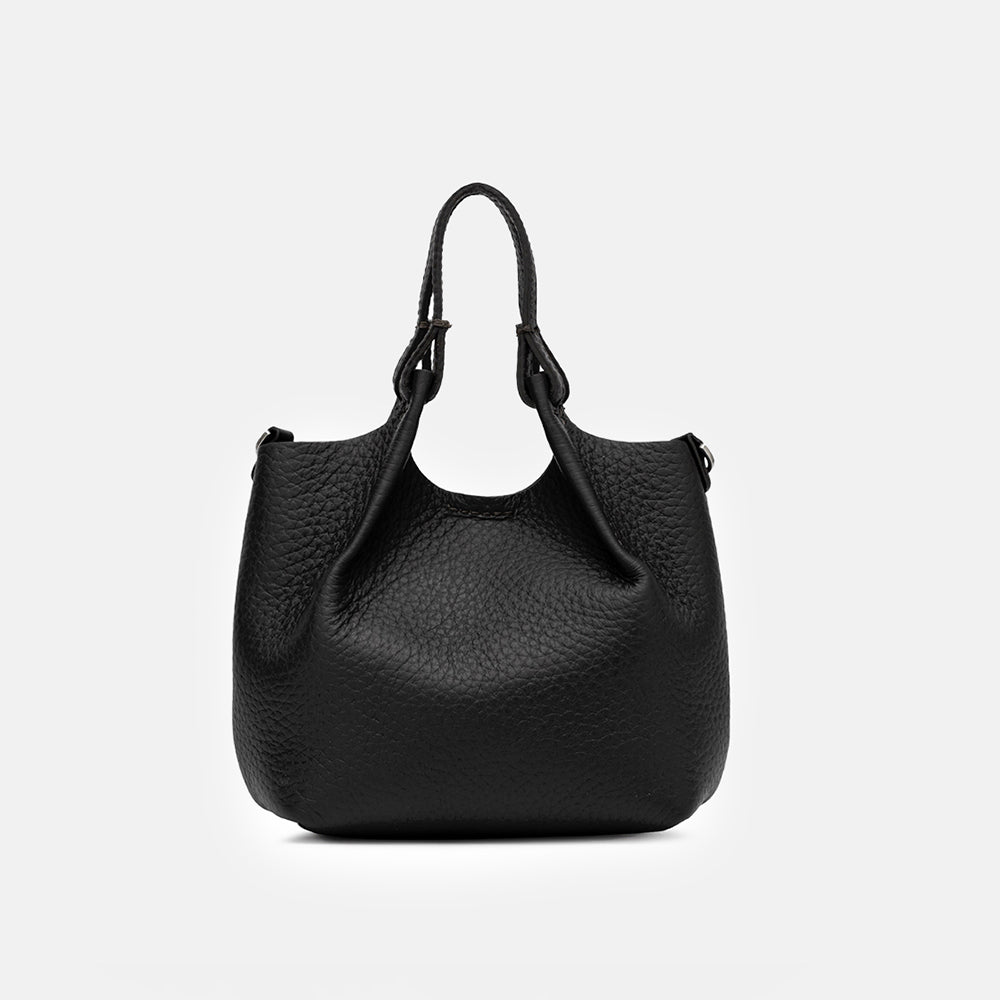 Black Leather Dua Tote Bag, made in Italy by Gianni Chiarini