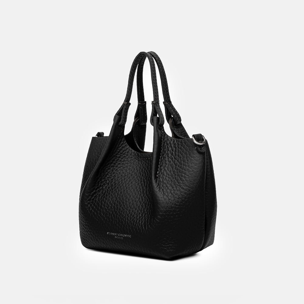 Black Leather Dua Tote Bag, made in Italy by Gianni Chiarini