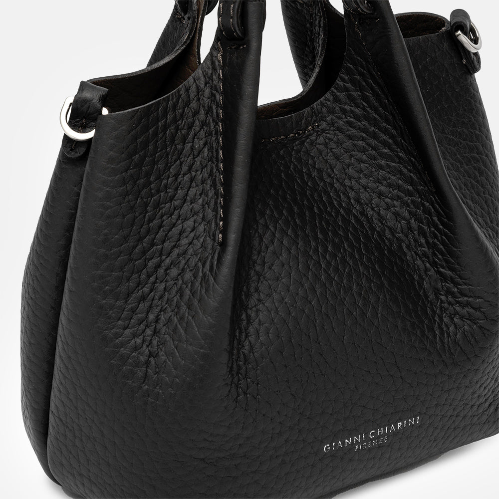 Black Leather Dua Tote Bag, made in Italy by Gianni Chiarini