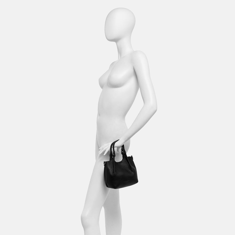 Black Leather Dua Tote Bag, made in Italy by Gianni Chiarini