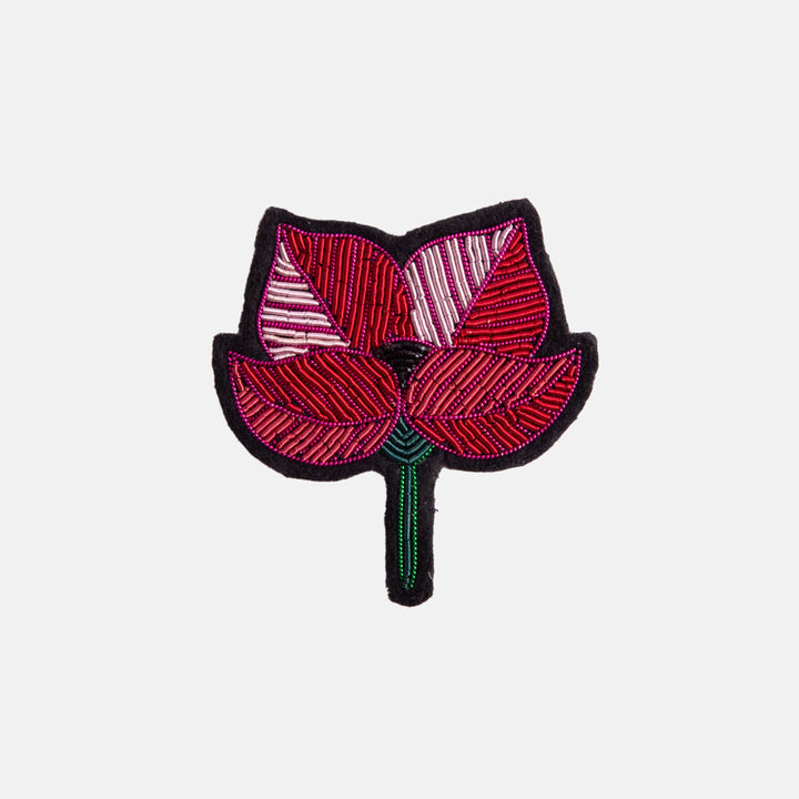 red poppy hand embroidered beaded brooch