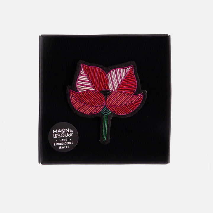 red poppy hand embroidered beaded brooch in velvet presentation box