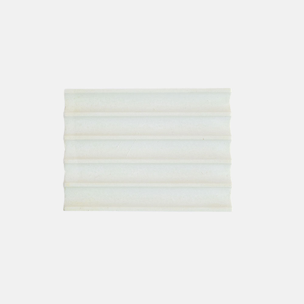 white concrete ridged soap dish