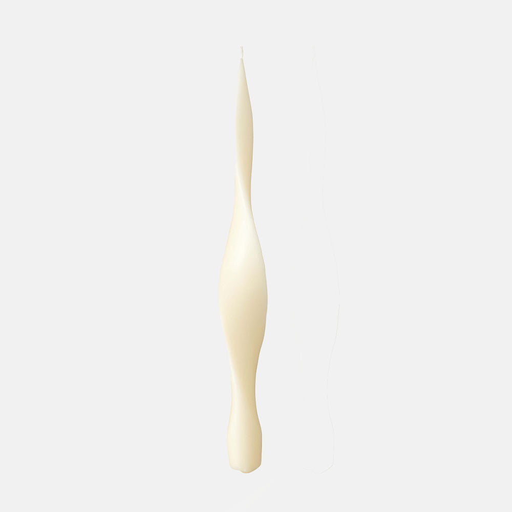 30cm ivory ribbon twist dinner candle, made by Candle Flair