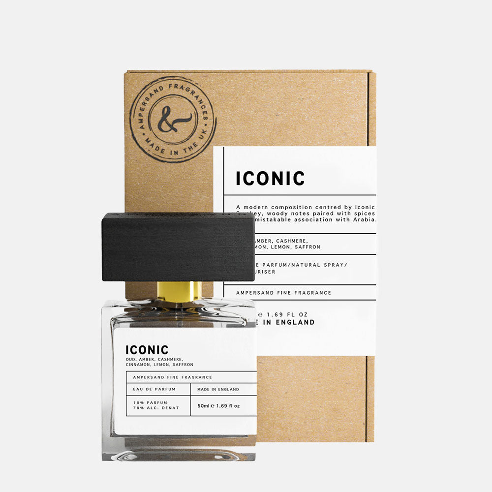 iconic eau de parfum, 50ml, in a recycled box, made by Ampersand fragrances