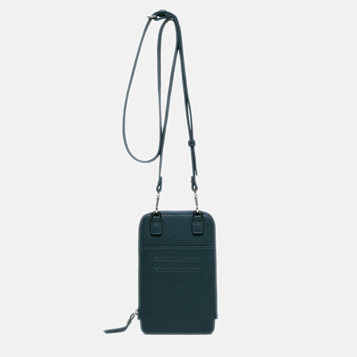 Petrol Blue Leather Dollaro Phone Bag, made in Italy by Gianni Chiarini