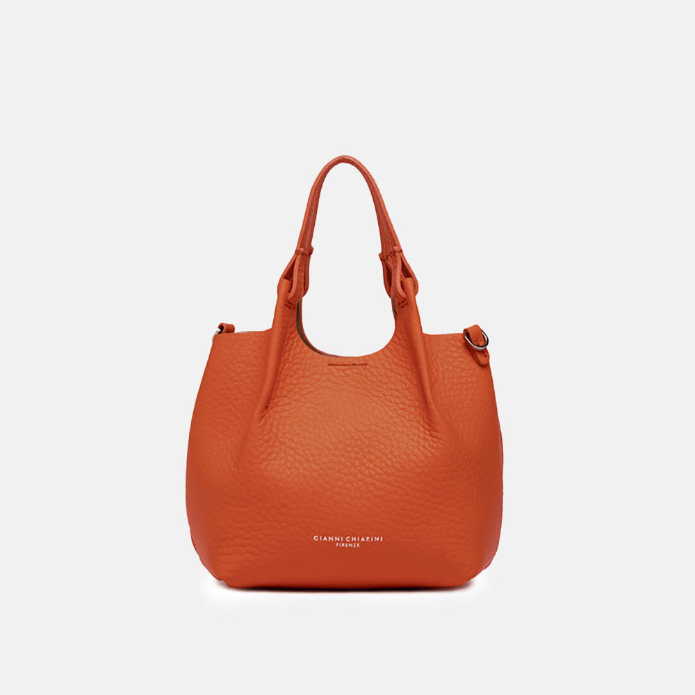 orange leather dua tote bag, made in Italy by Gianni Chiarini