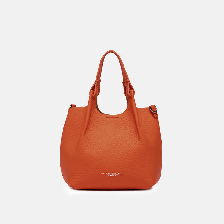 orange leather dua tote bag, made in Italy by Gianni Chiarini